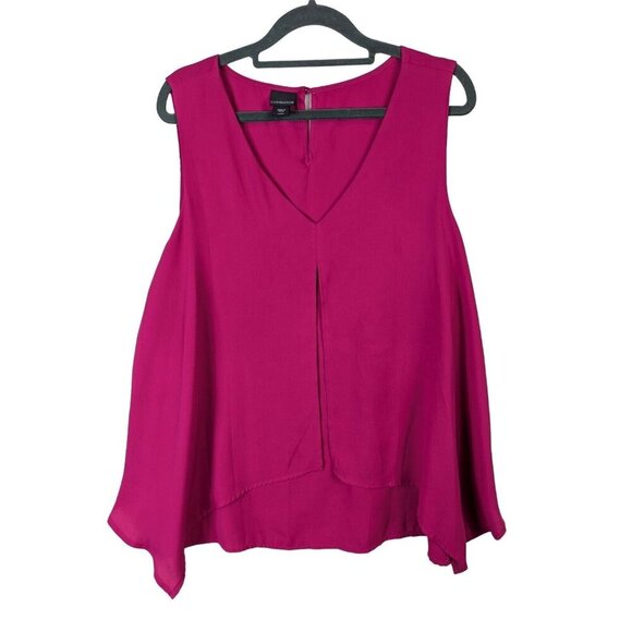 Covington Women size XL Sleeveless Shell V Neck Blouse Top Fuchsia Classic Flowy - Picture 1 of 8